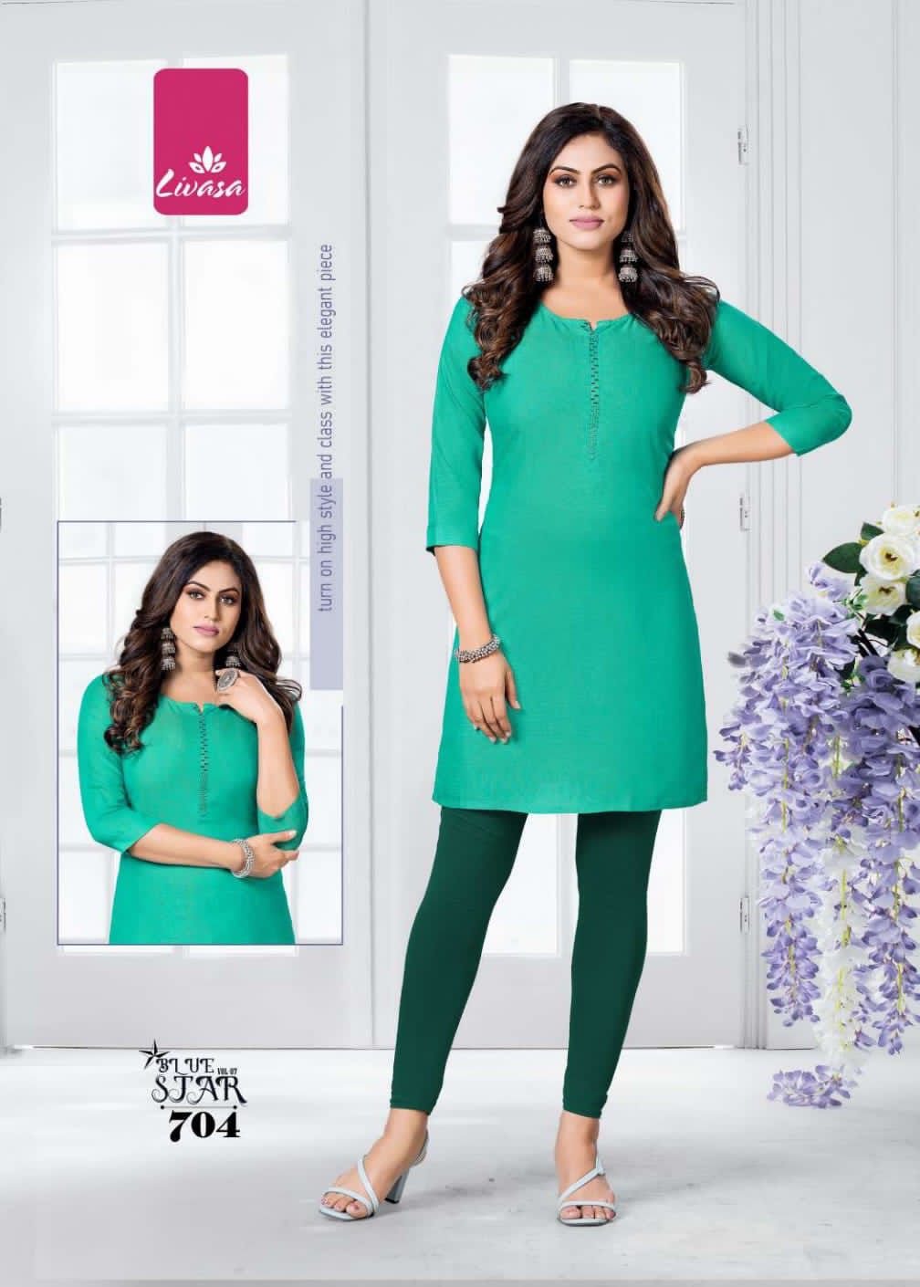Livasa Blue Star 7 Rayon Printed Daily Wear Kurti Collection